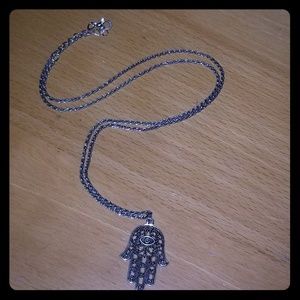 Silver hamsa hand necklace